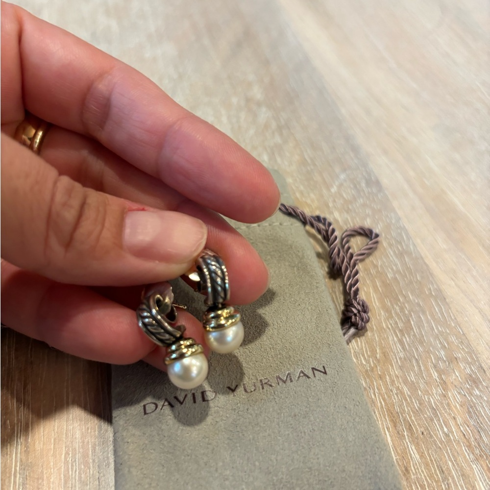 David Yurman Two-Tone Pearl Earrings